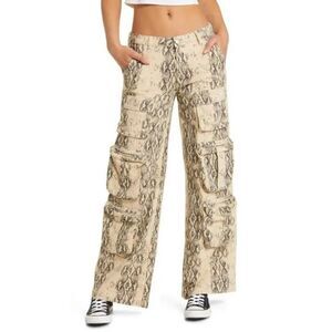 PTCL Cargo Baggy Style Pants Size 26 Snake Print Pockets Low-Rise NEW